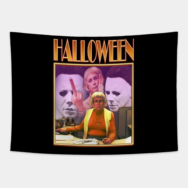 Halloween Jamie Lee Curtis Hot Dog Fingers Tapestry by Ladybird Etch Co.