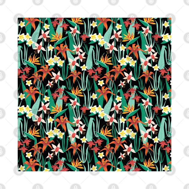 Tropical Flowers Black by Sandra Hutter Designs