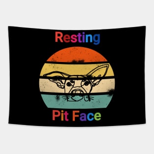 Vintage resting pit face dog Tapestry