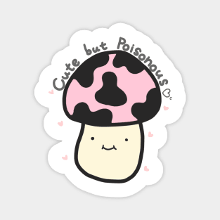 Cute but Poisonous Mushrooms Kawaii Pink Anime Harajuku Cottagecore Forest Minimal Art Magnet