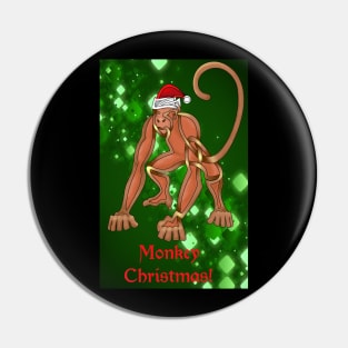 Monkey Christmas Pin