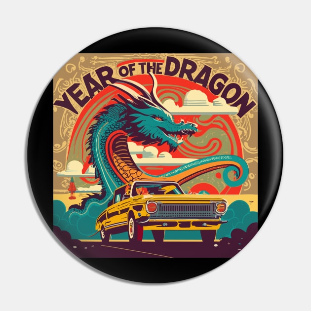 Year of the Dragon classic car Pin by Kingrocker Clothing