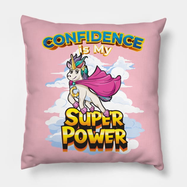 Unicorn Confidence is My Superpower Girls Pillow by Jake, Chloe & Nate Co.