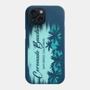 Coronado Beach San Diego California Retro Beach Landscape with Palm Trees Phone Case