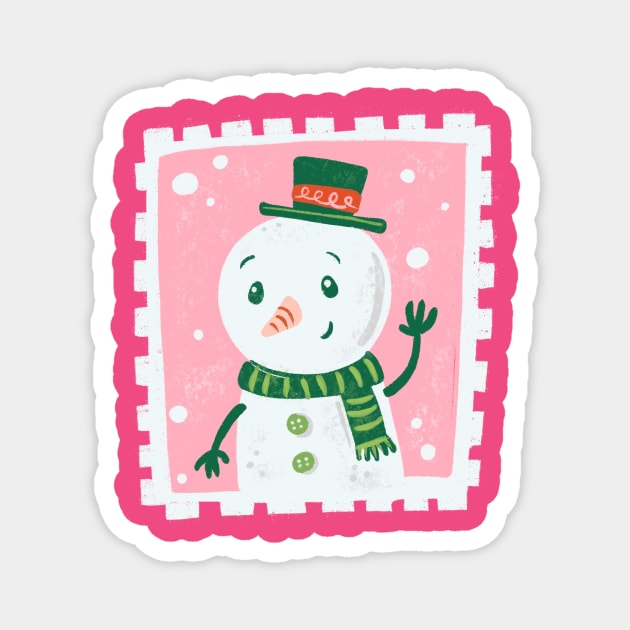 Snowman Stamp Magnet by Alexandra Franzese