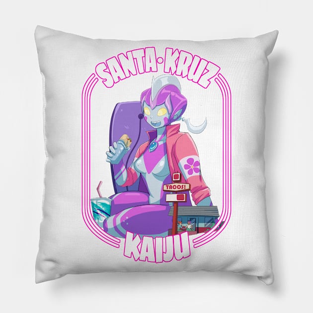 Sapphic Ultra Girl Kaiju Pillow by guncannongirl