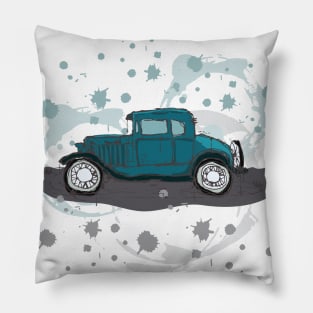 Blue car watercolor sketch Pillow