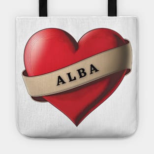 Alba - Lovely Red Heart With a Ribbon Tote
