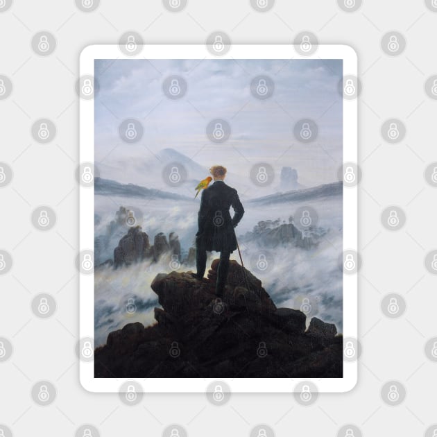 wanderer above the sea of fog with Sun Conure Magnet by FandomizedRose