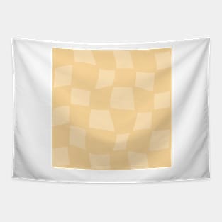 Abstract Warped Checker Board - Canary Yellow Tapestry