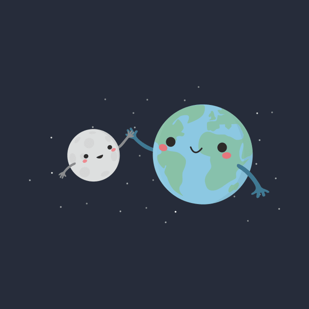 Cute Earth and Moon T-Shirt by happinessinatee