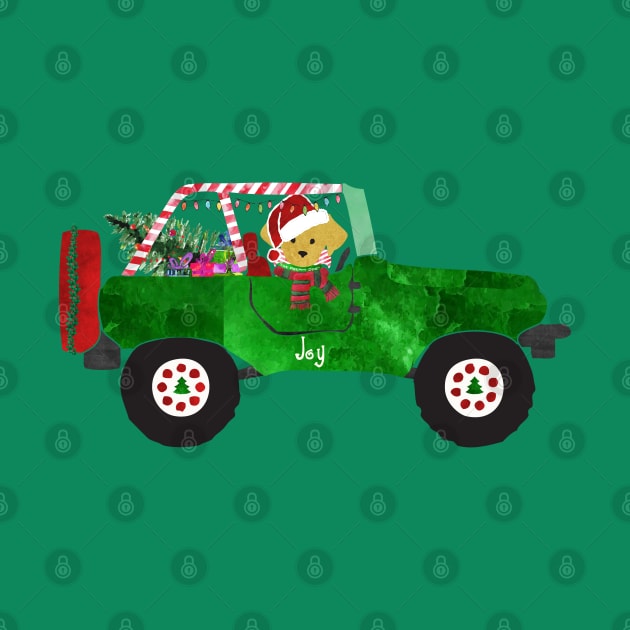 Christmas Jeep Golden Retriever Puppy by EMR_Designs