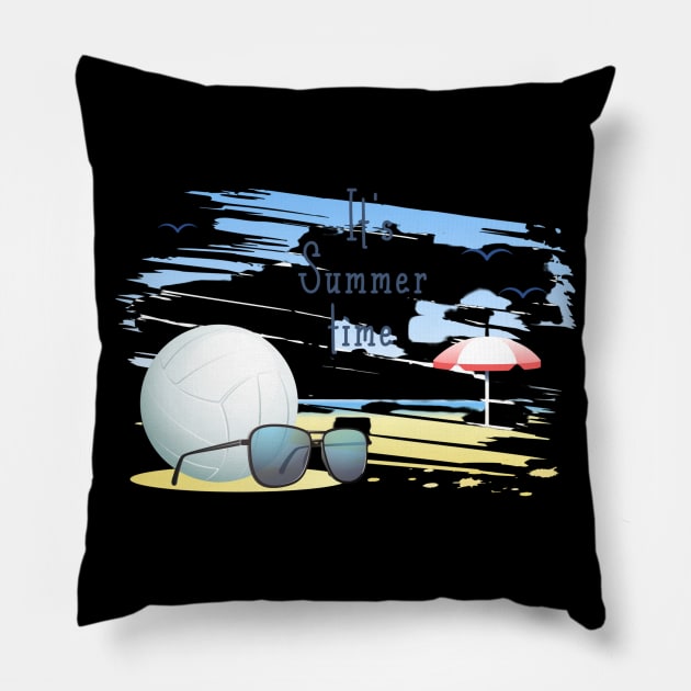 it' s  summer  time sports card .volleyball Pillow by busines_night