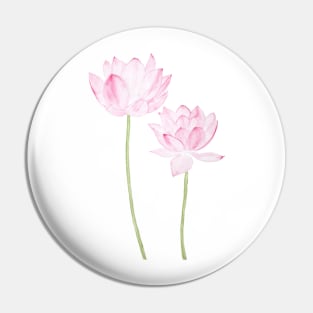 two pink lotus flowers watercolor Pin