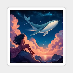 Summer Dream About Whale on Starry Sky Magnet