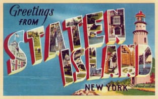 Greetings from Staten Island, New York - Vintage Large Letter Postcard Magnet