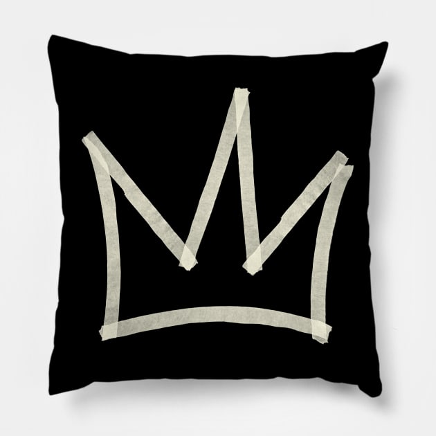 Paper Tape Crown Basquiat Pillow by Girladies Artshop