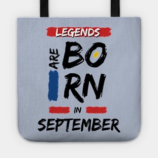 Legends are Born in September (BLACK Font) T-Shirt Tote