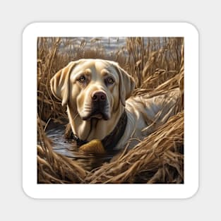 Yellow Lab Standing in Marsh Magnet