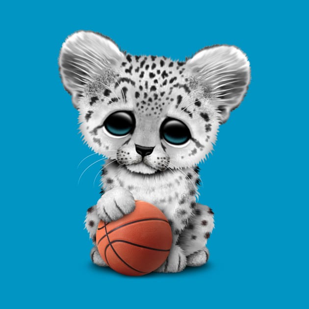 Snow Leopard Cub Playing With Basketball by jeffbartels