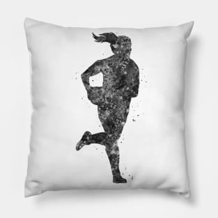 Rugby player black and white Pillow