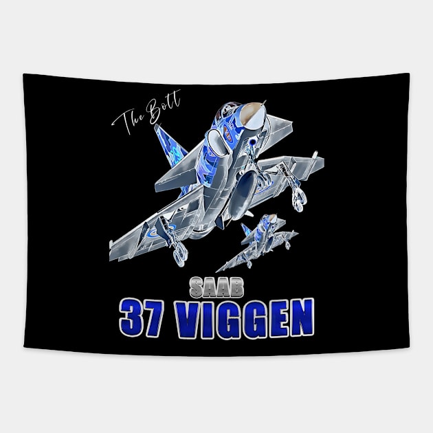 Saab 37 Viggen Swedish Multi Combat Aircraft Tapestry by aeroloversclothing