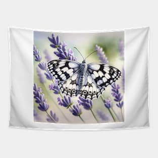 Pop Marbled White Moth - Watercolor Butterfly Tapestry