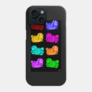 Luv Bunnies Galore - Rainbow on Black Background Phone Case