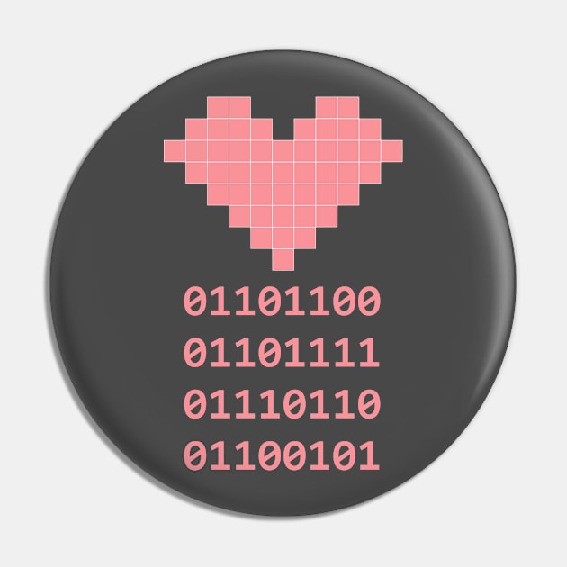 Love Pink Heart Binary Code Pin by Jay Spotting