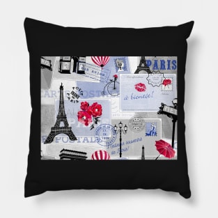 Vintage mail from Paris blue-white-red Pillow