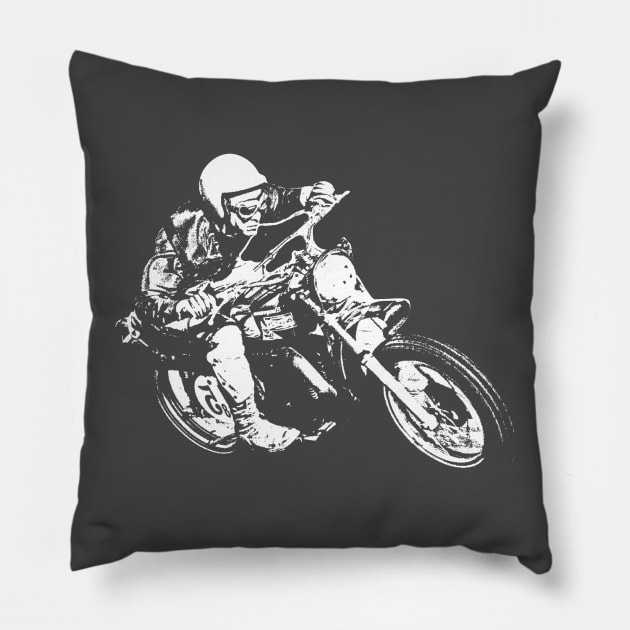 Motorcycle - Vintage Rider Pillow by dustbrain