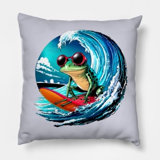 Surfing with my frog Pillow