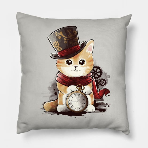 Steampunk cat Pillow by NemiMakeit