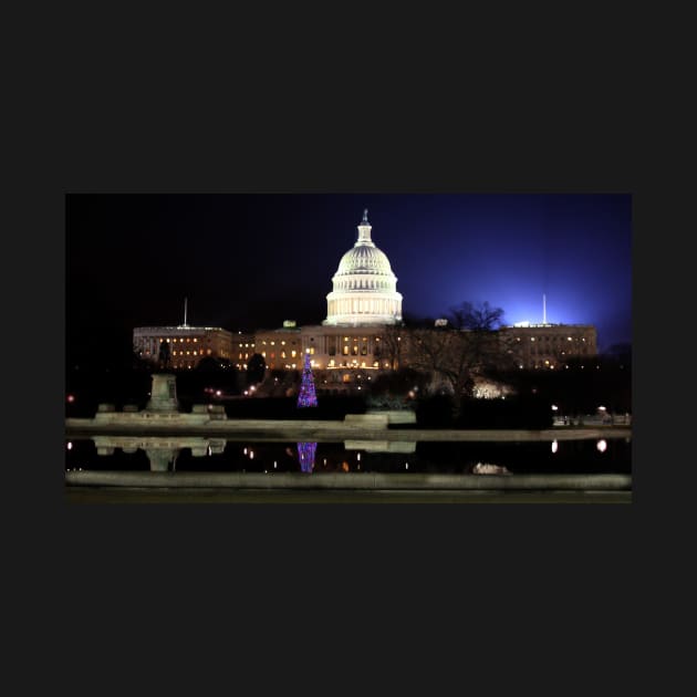 Captial Building at Night - Washington D.C. by searchlight