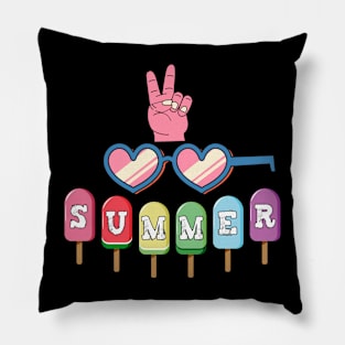 Hello Summer Vacation Ice Cream Popsicle Ice Lolly Pillow