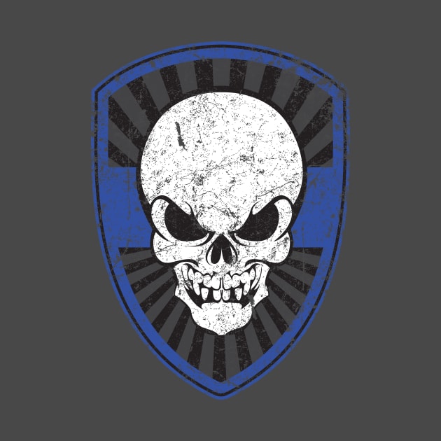 Thin Blue Line Skull by MindsparkCreative