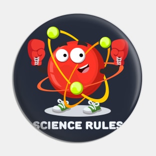 atom in red boxing gloves SCIENCE rules Pin