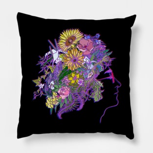 Hippie with flowers Pillow