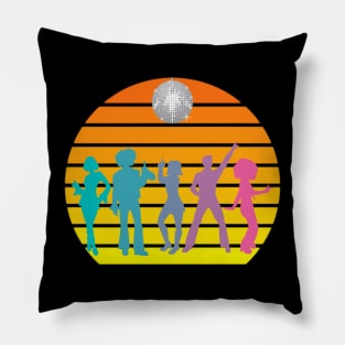 Disco Dancers 70's Retro Sunset Disco Ball Pillow