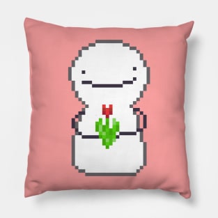 dream blob holding flower pixel art Pillow