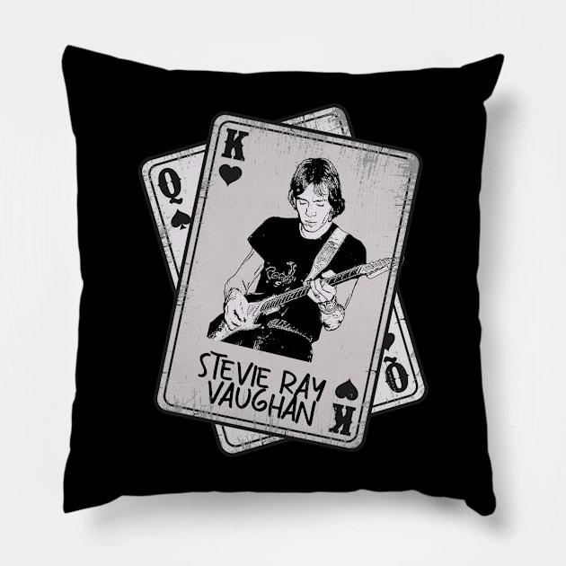 Retro Stevie Ray Vaughan Card Style Pillow by Slepet Anis