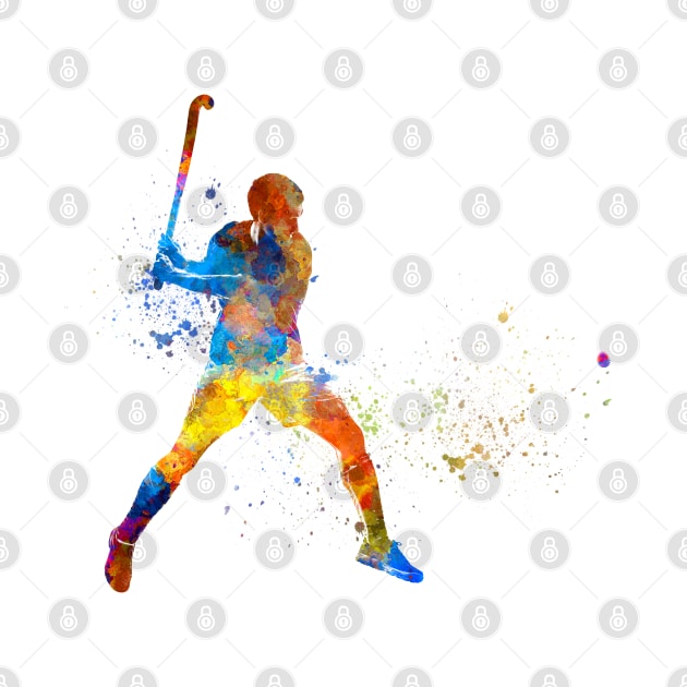 watercolor field hockey by PaulrommerArt