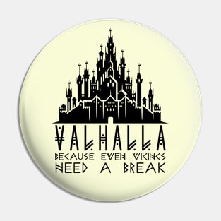 Valhalla: Because Even Vikings Need a Break - Valhalla Castle Silhouette Pin