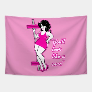 Barbell girl, gym girl, fitness girl, weightlifting girl Tapestry