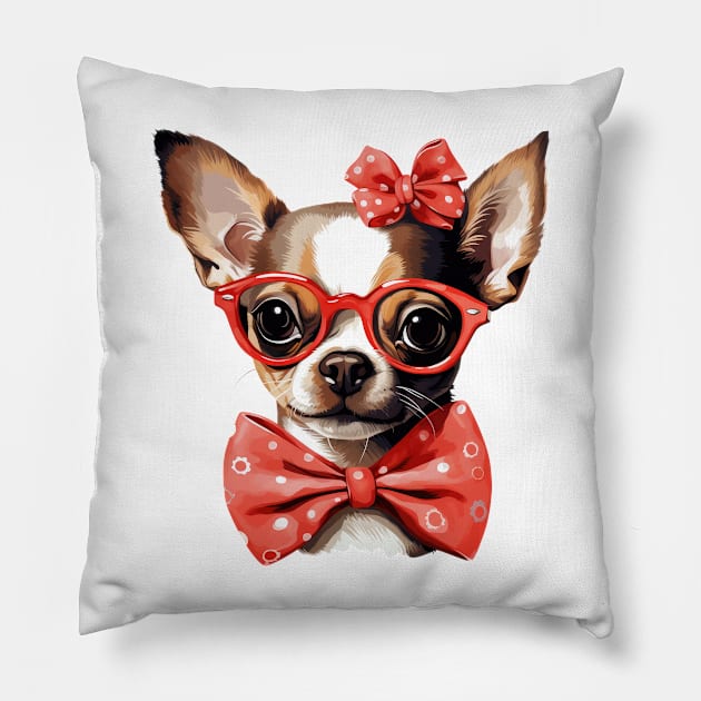 Fancy Chihuahua Dog Pillow by Chromatic Fusion Studio