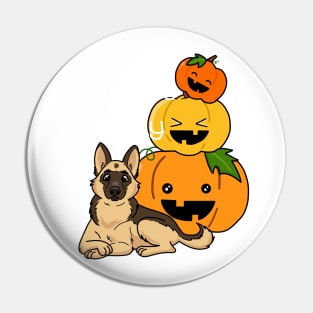 Hallowe'en German Shepherd and Pumpkins Pin