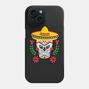 Red Floral Cinco De Mayo Sugar Skull Phone Case