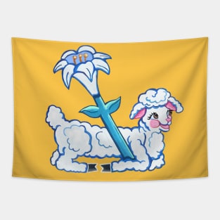 Easter Lamb with Lily Flower Tapestry