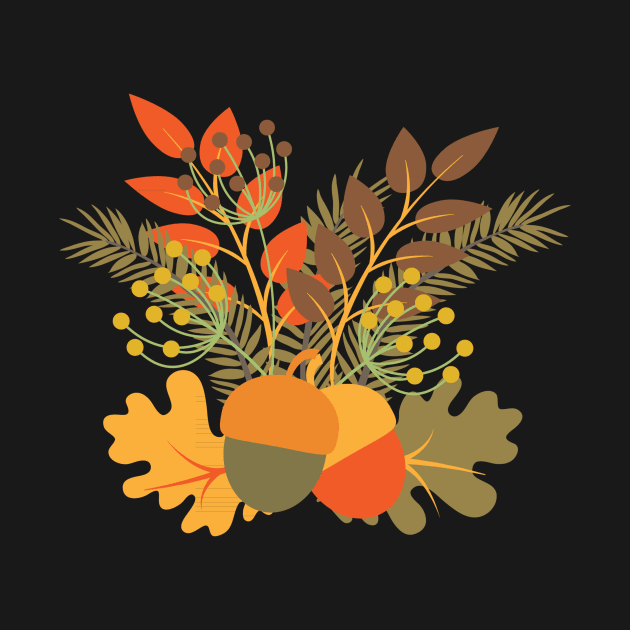 Autumn Floral Acorns & Leaves by bragova