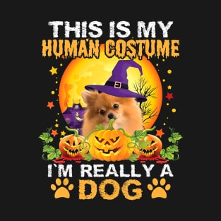 This Is My Human Costume I'm Really A Dog Pomeranian T-Shirt